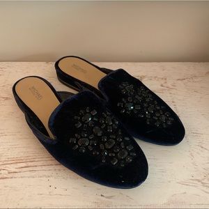 Michael Kors Navy Blue Crystal Embellished Loafers
